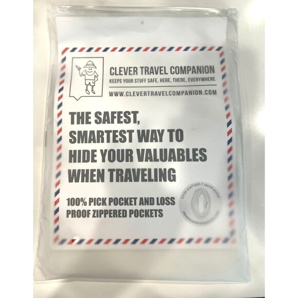 Clever Travel Companion Infinity Travel Scarf Secret Zipper Pocket Black NWT - Picture 9 of 13